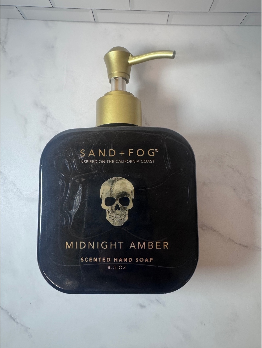 Sand + Fog Midnight Amber Skull Scented Hand Soap 8.5 oz Halloween